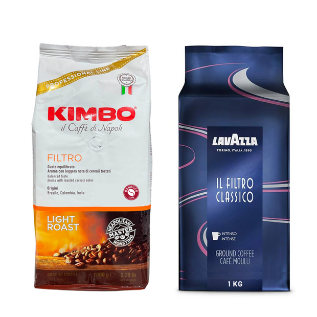 Pack 2 kg Kimbo y Lavazza Molidos - Cafe Barocco Chile