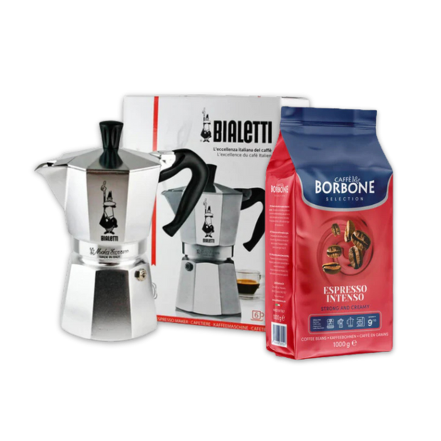 Promo Bialetti Moka 6 tazas + Borbone Intenso 1kg en grano