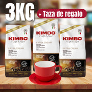 Pack 3kg Kimbo Extra Cream con taza