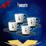 Set Regalo 4 tazas Moka Blanco y Negro de Bialetti - Cafe Barocco Chile