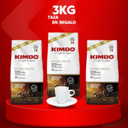 Pack 3kg Kimbo Extra Cream con taza