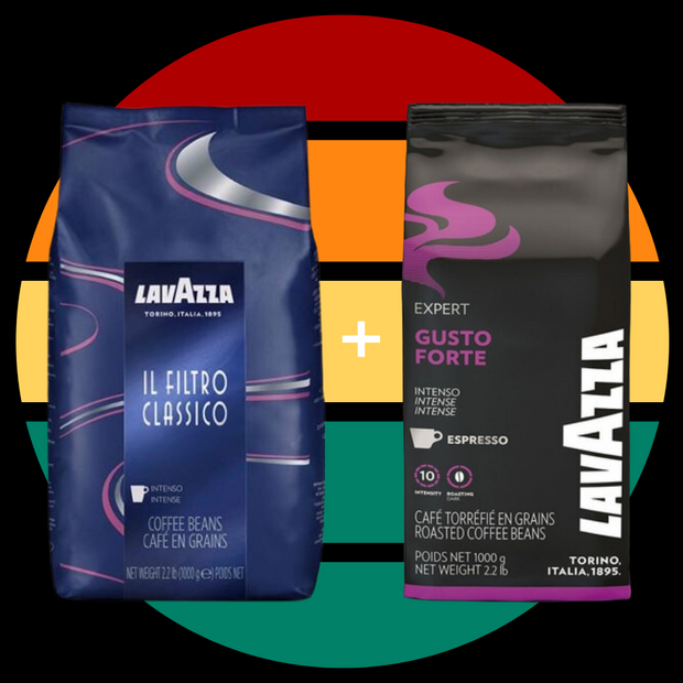 Pack Café en granos Lavazza 2kg Gusto Forte Y Filtro Classico