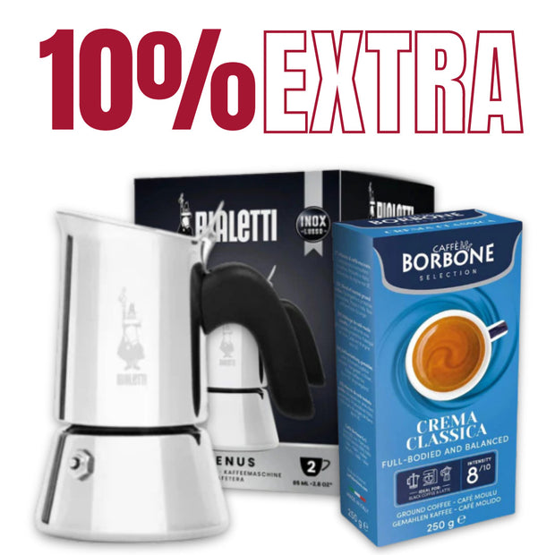 Promo Bialetti Venus 2 tazas + Borbone Molido
