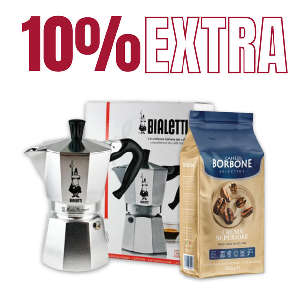 Promo Bialetti Moka 6 tazas + Borbone Crema Superiore 1kg en grano