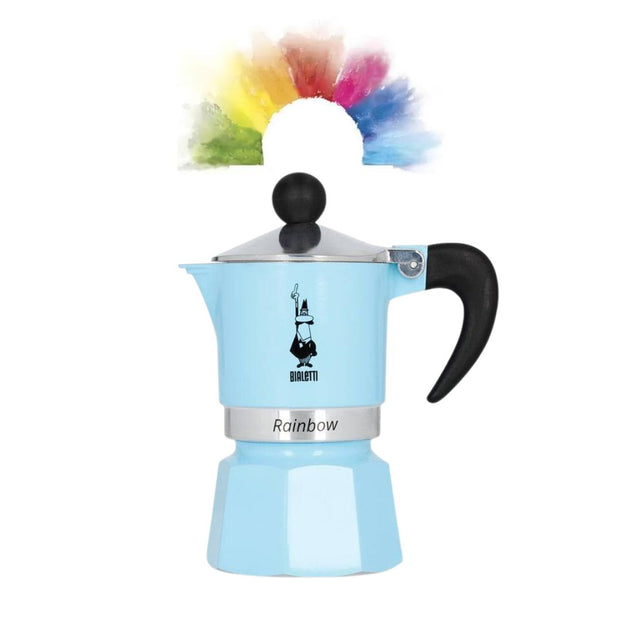 Cafetera Bialetti Rainbow celeste 3 tazas - Cafe Barocco ChileCafetera Bialetti Rainbow celeste 3 tazas