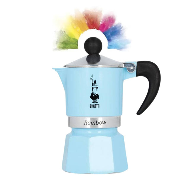 Cafetera Bialetti Rainbow celeste 6 tazas - Cafe Barocco ChileCafetera Bialetti Rainbow celeste 6 tazas