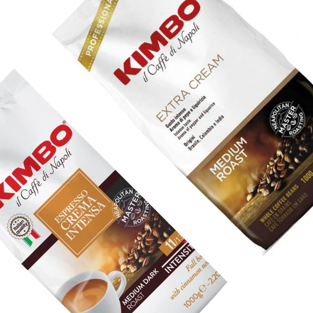 PACK 2Kg Kimbo Extra Cream y Crema Intensa en Granos - Cafe Barocco ChilePACK 2Kg Kimbo Extra Cream y Crema Intensa en Granos