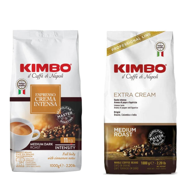 PACK 2Kg Kimbo Extra Cream y Crema Intensa en Granos - Cafe Barocco ChilePACK 2Kg Kimbo Extra Cream y Crema Intensa en Granos