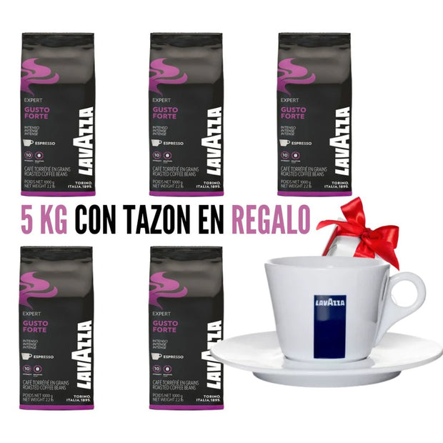 Pack 5 kg Café en granos Lavazza Forte con Taza en Regalo - Cafe Barocco ChilePack 5 kg Café en granos Lavazza Forte con Taza en Regalo