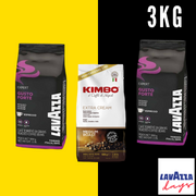 Pack 3kg Café en granos Lavazza Gusto Forte y Kimbo Extra Cream - Cafe Barocco Chile